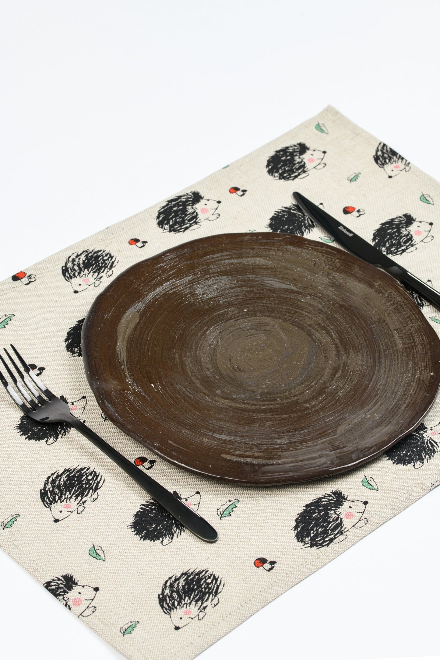 Hedgehog placemat set of 2 4 6, Thanksgiving linen placemat, Autumn Fall hedgehog placemats, Christmas hedgehog fan gift, Woodland placemats