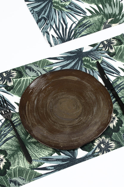 Green leaf placemat, Botanical table toppers, Table decorations with water lilies, Nature inspired mats, Lotus lily table cloths