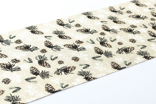 Rustic table linen inspired by nature, Pinecone table centerpiece, Natural linen table topper, Table runner with pointed ends