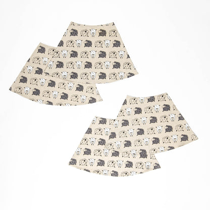 Fabric placemat set of 2 3 4 5 6, Sheep placemats for round table, Reversible linen wedges, Cute Sheep table linen, Sheep fan gift