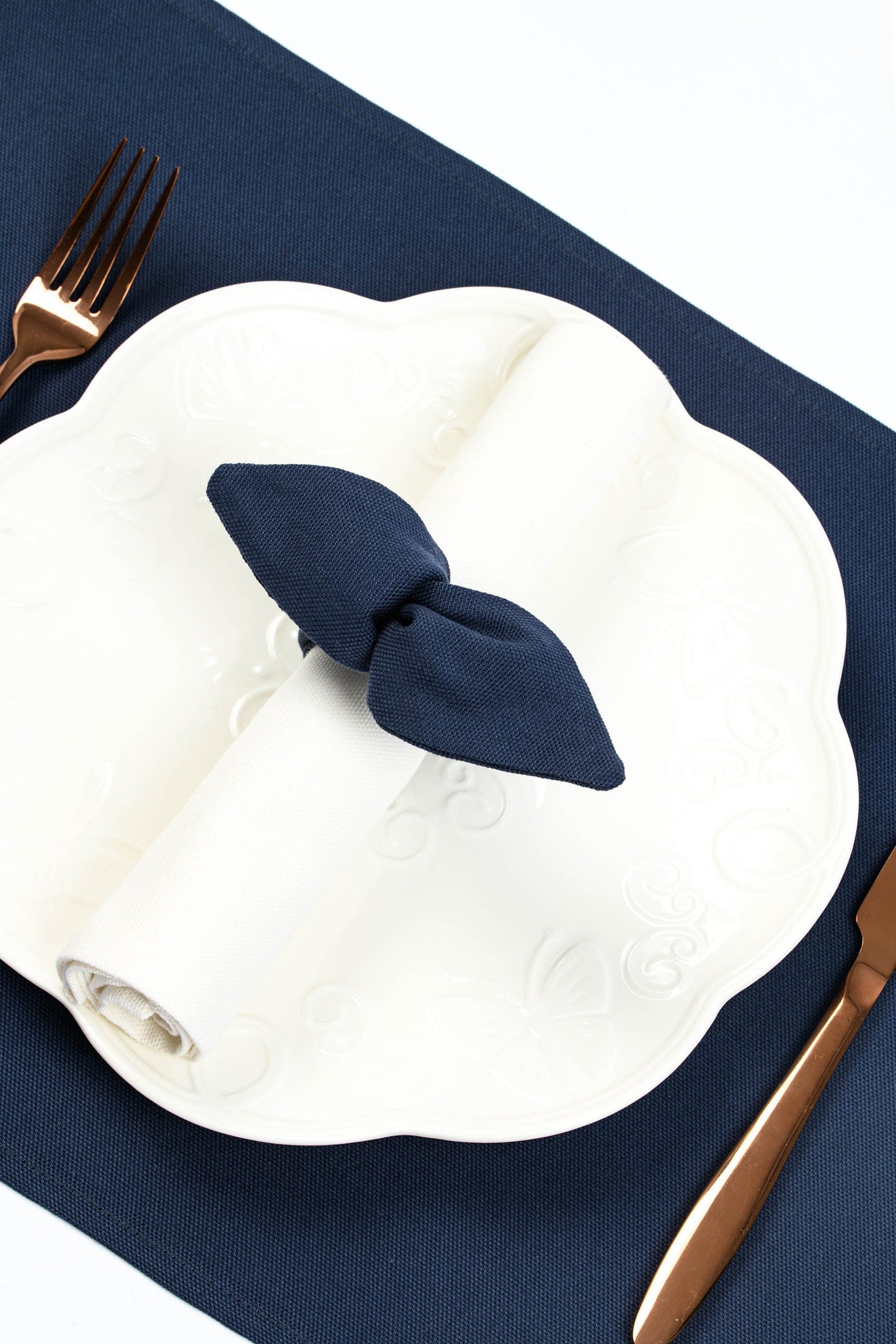 Naby blue napkin ring, Fabric cloth holder, Blue linen napkin decorations, Handmade blue wedding table décor