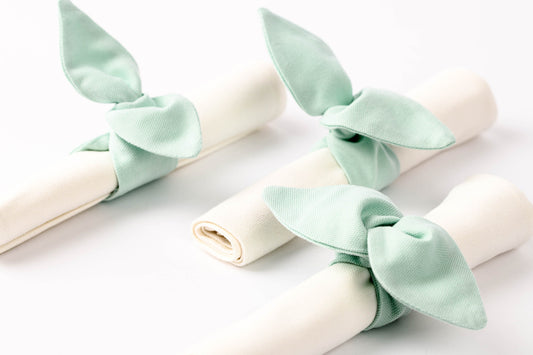 Pale teal reusable napkin ring, Light teal fabric cloth holder, Adjustable mint cotton napkin ring, Teal wedding table decorations
