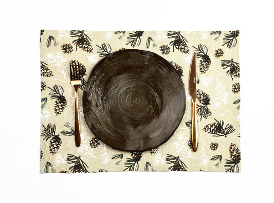 Christmas placemat set of 2 4 6 8 10, Pinecone placemats for dinning table, Pine tree placemats rectangle, Country Christmas table toppers