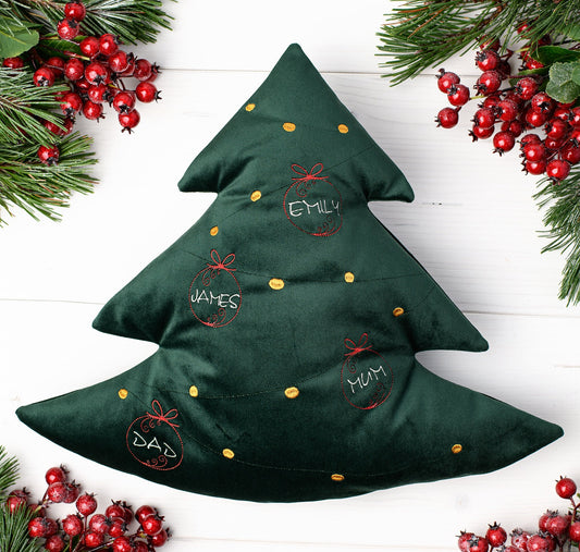 Personalised Christmas cushion * Christmas keepsake family gift * Christmas tree cushion with family names * Christmas gift for mom nana dad