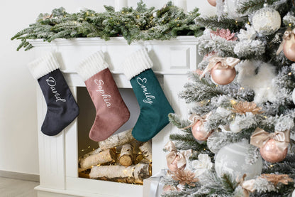 Christmas stocking personalised * Dusty pink stocking * Fireplace hanging stocking * Stocking with name * Pink Grey Green Blue stocking