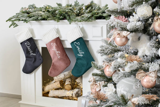 Christmas stocking personalised * Dusty pink stocking * Fireplace hanging stocking * Stocking with name * Pink Grey Green Blue stocking