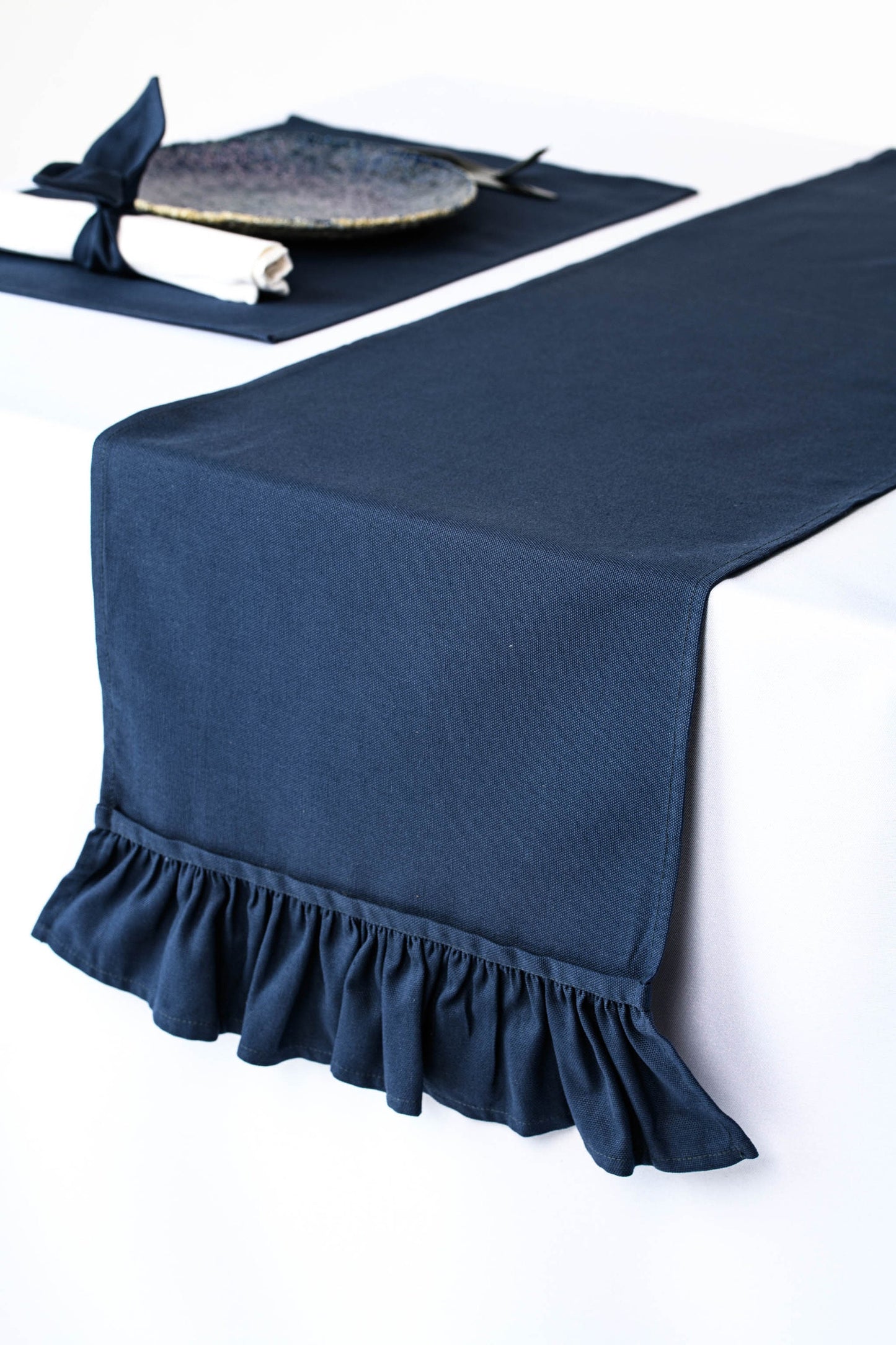 Naby blue napkin ring, Fabric cloth holder, Blue linen napkin decorations, Handmade blue wedding table décor
