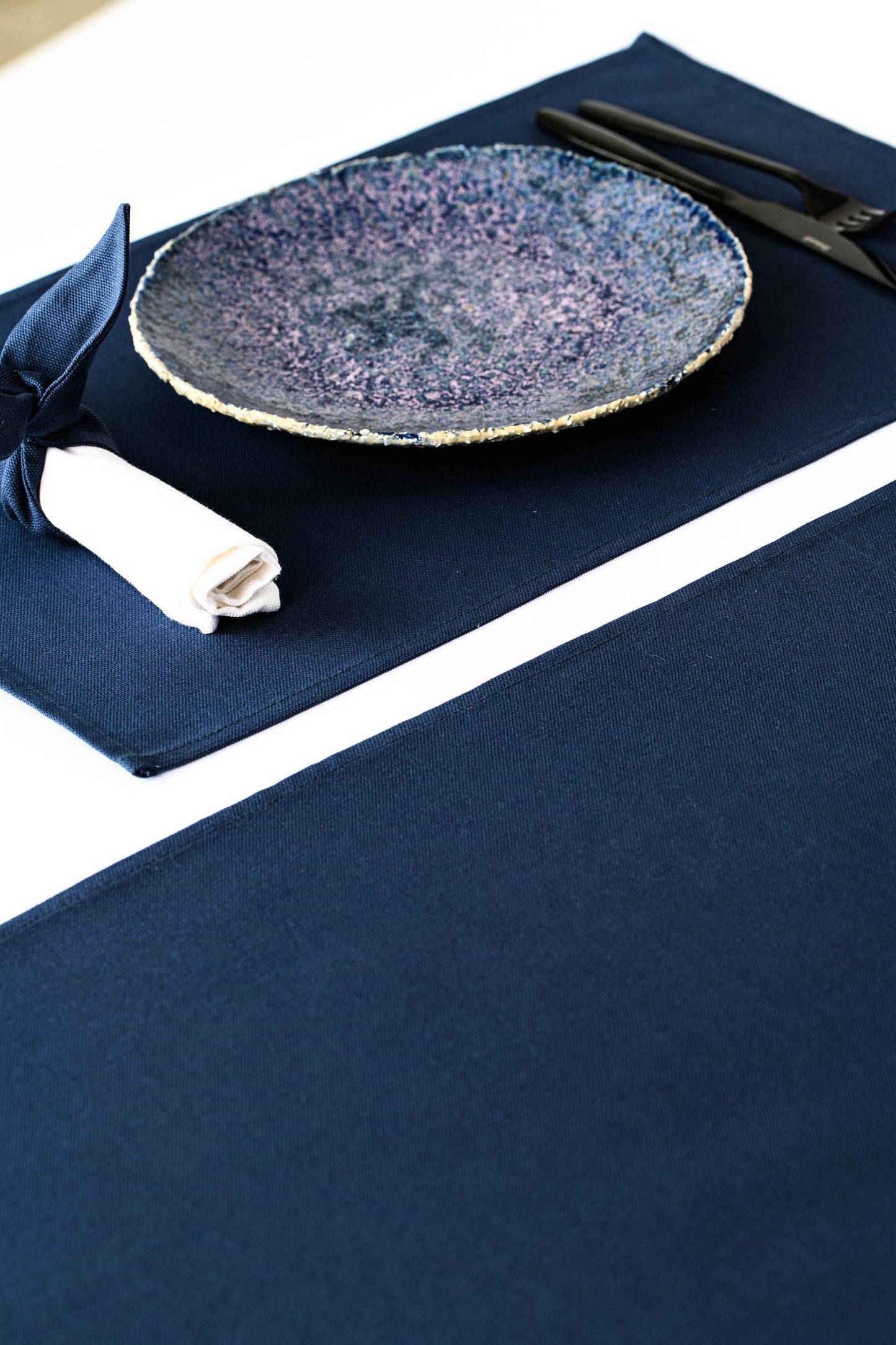Navy blue linen placemats, Dark blue table topper, Blue linen table cover,  Dinner placemats, Blue linen table decoration, Navy blue wedding