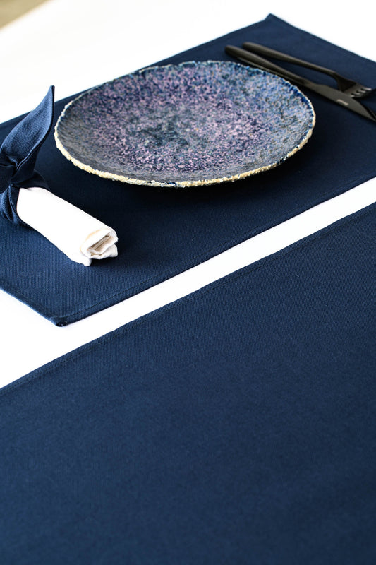Navy blue linen placemats, Dark blue table topper, Blue linen table cover,  Dinner placemats, Blue linen table decoration, Navy blue wedding