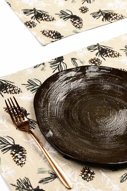 Christmas placemat set of 2 4 6 8 10, Pinecone placemats for dinning table, Pine tree placemats rectangle, Country Christmas table toppers