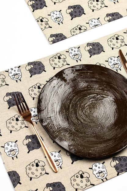 Sheep placemat set of 2 4 6 8 10, Sheep placemats for dinning table, Christmas gift for ewe owner, Sheep table toppers, Shepherd gift idea