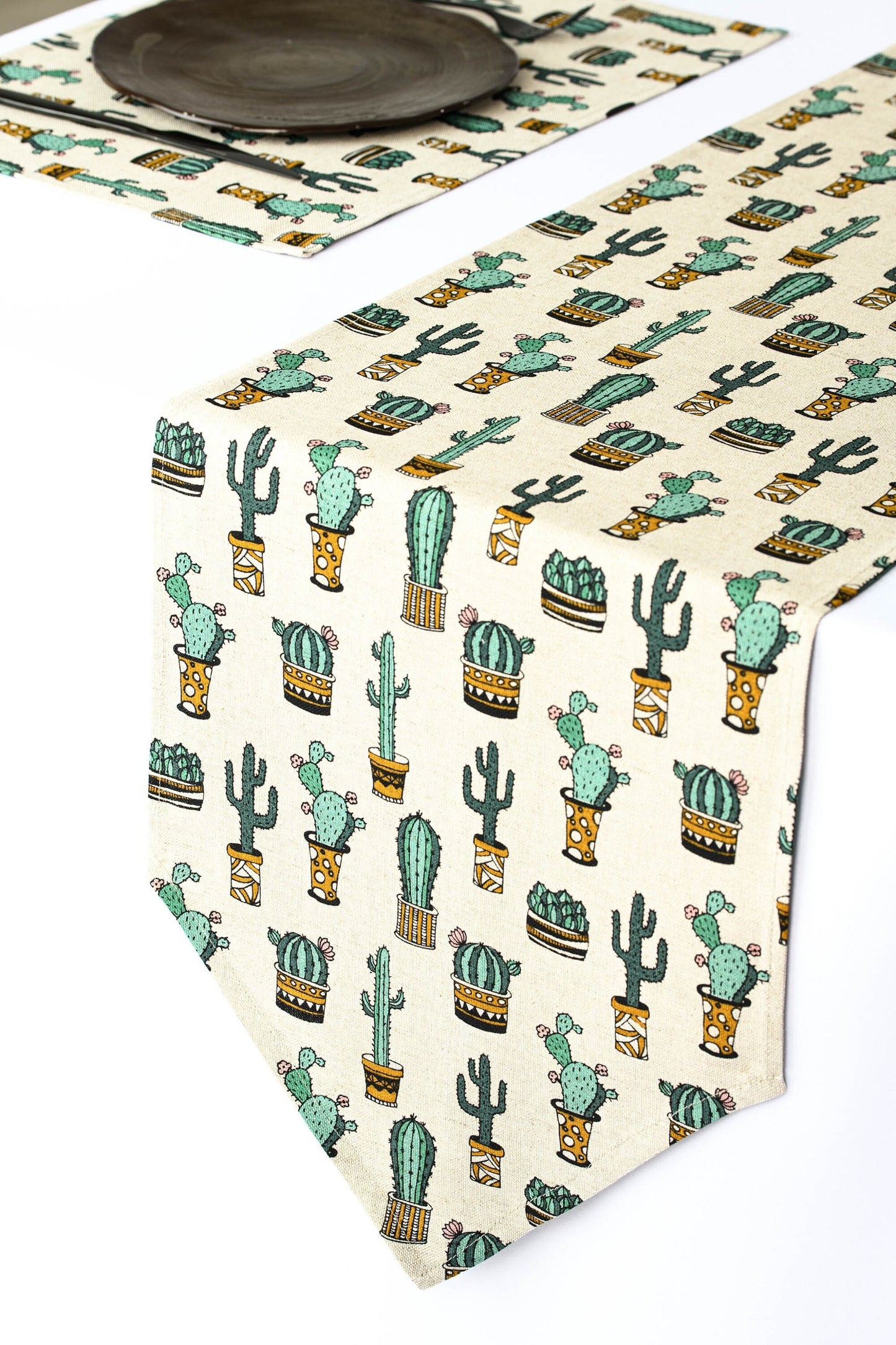 Cactus table runner, Cactus kitchen decoration