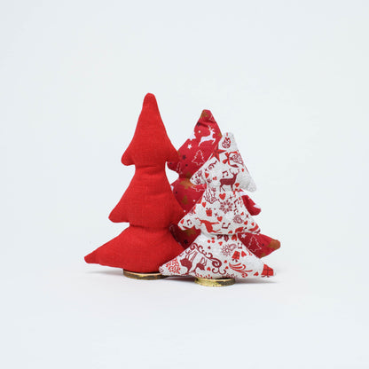 Red Christmas tree set of 3,  Decorative fabric freestanding Xmas trees, Christmas table decorations