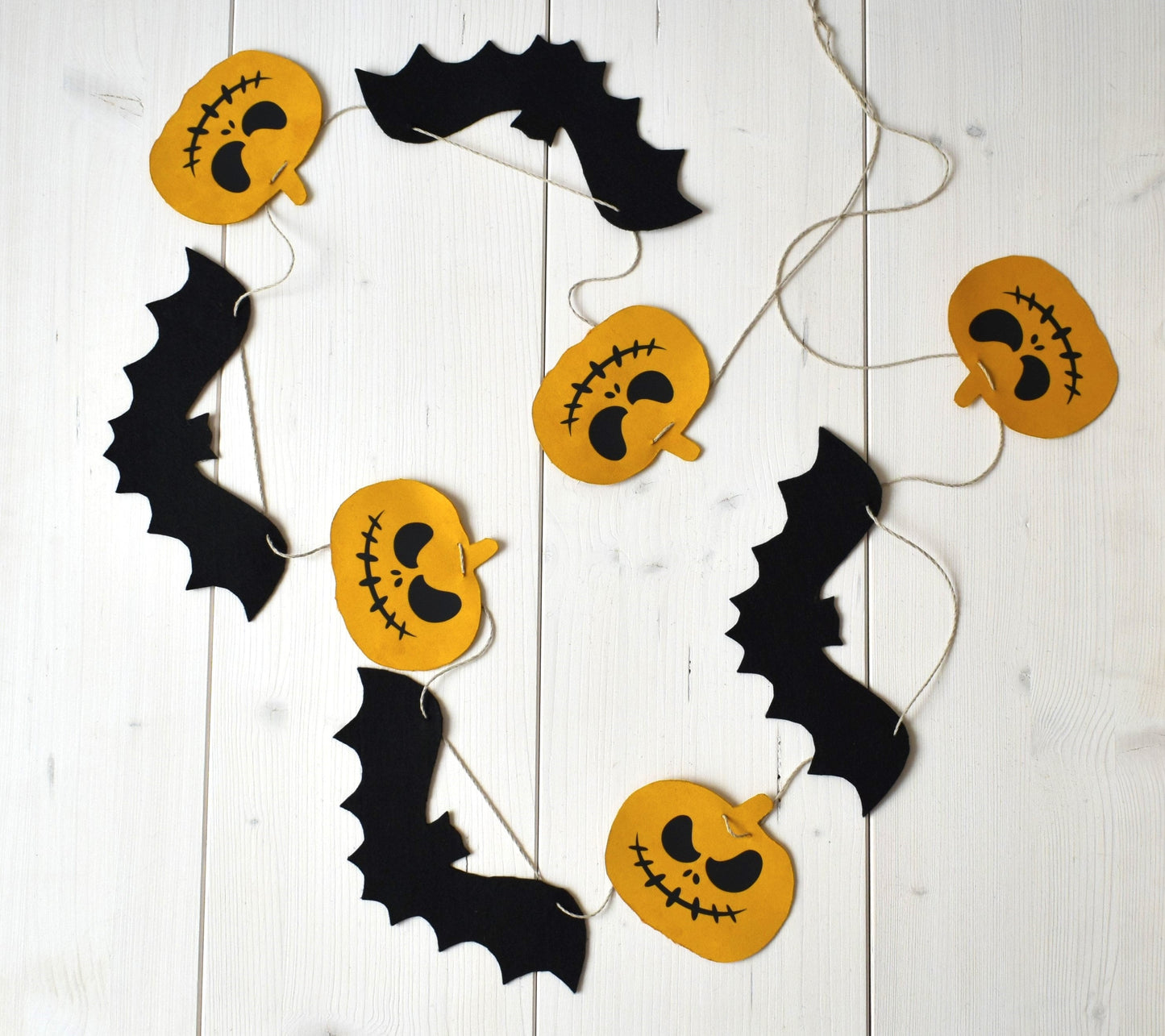 Spooky bat and pumpkin bunting for Halloween
