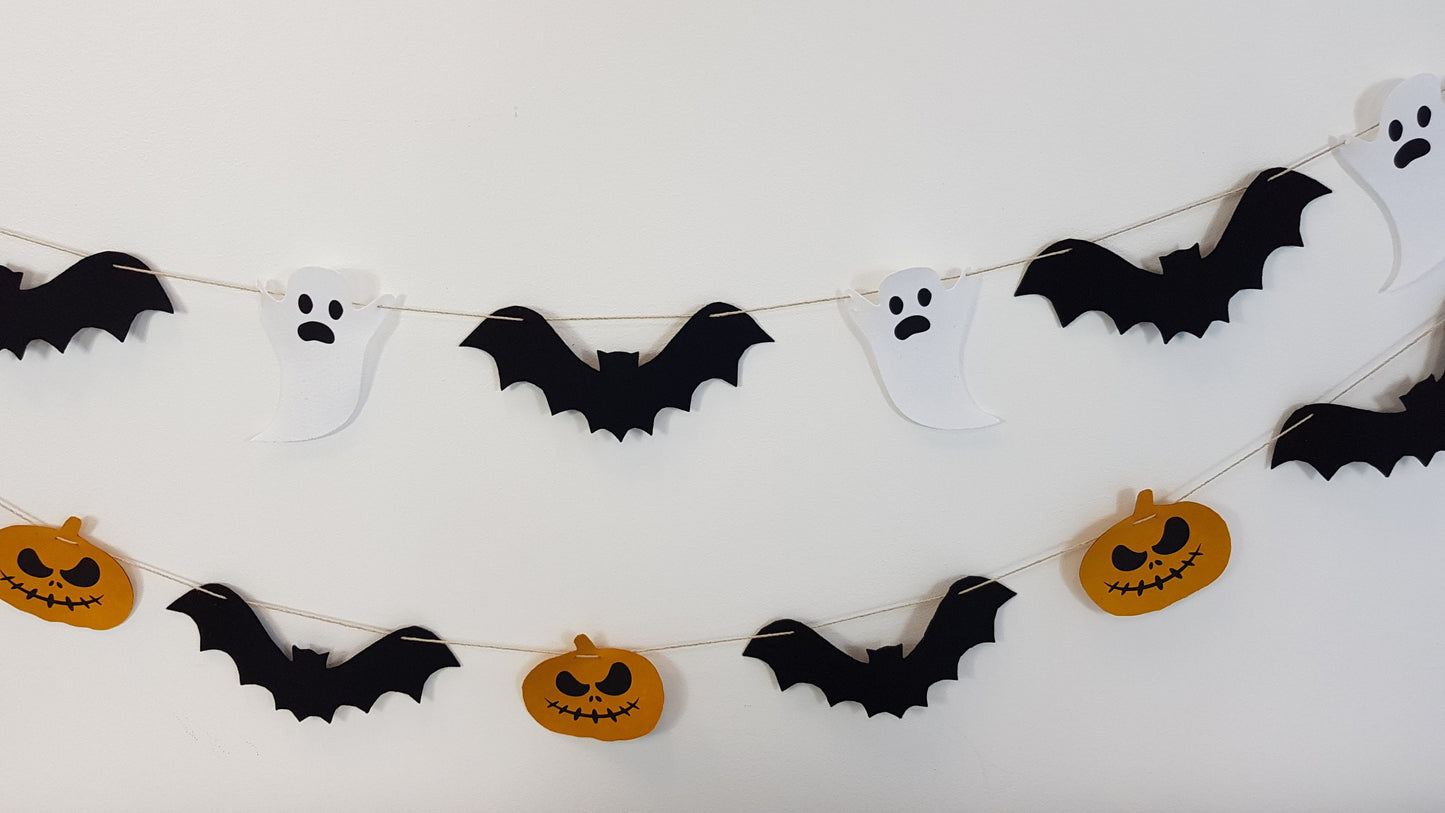 Spooky bat and pumpkin bunting for Halloween