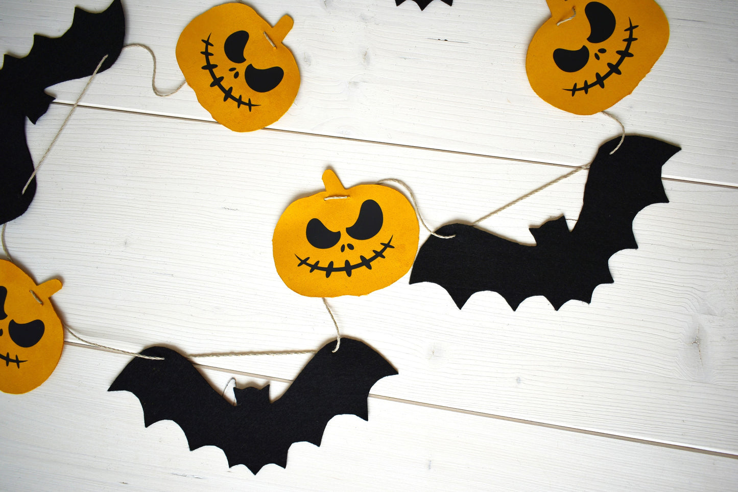 Spooky bat and pumpkin bunting for Halloween