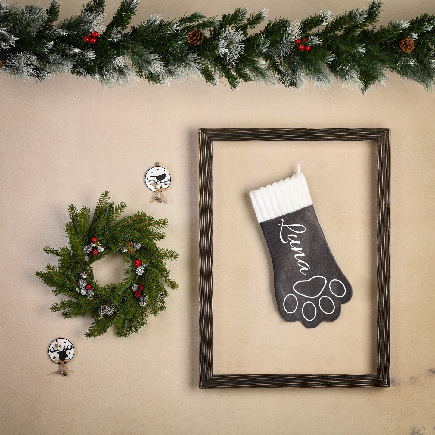 Dog stocking, Personalized Christmas pet stocking, Velvet bone stocking