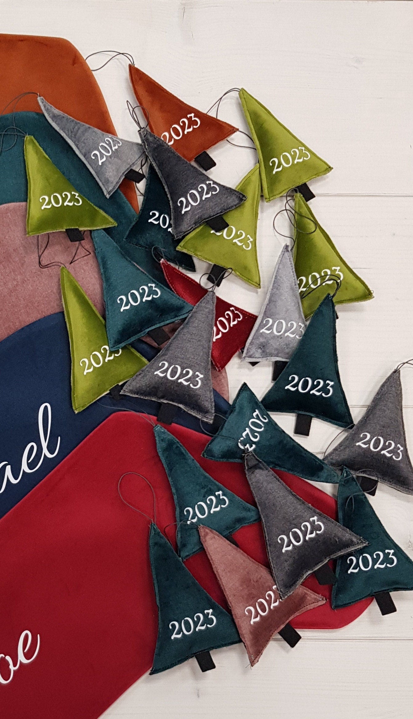 Christmas tree decorations 2023 * Velvet Christmas ornament * Christmas bauble * Apple green Christmas ornament