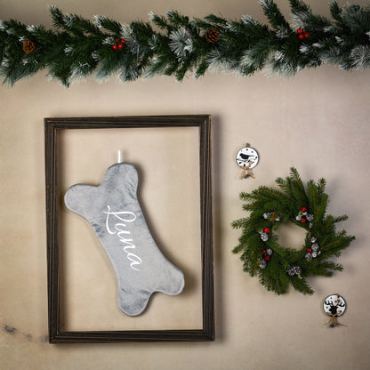 Dog stocking, Personalized Christmas pet stocking, Velvet bone stocking