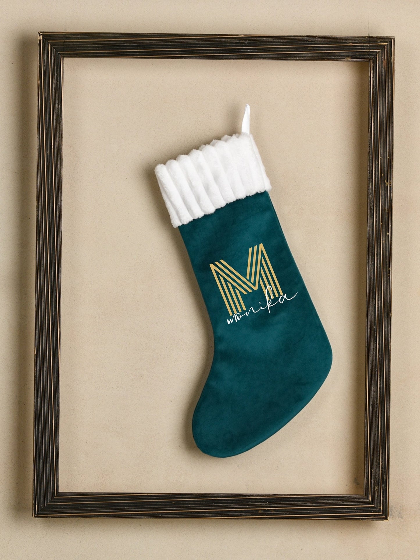 Personalized velvet Christmas stocking * Teal stocking * Christmas stocking with monogram