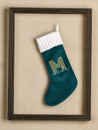 Personalized velvet Christmas stocking * Teal stocking * Christmas stocking with monogram