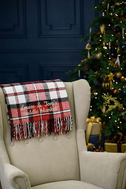 Custom Christmas throw with names * Christmas couple blanket * Personalized red Christmas blanket