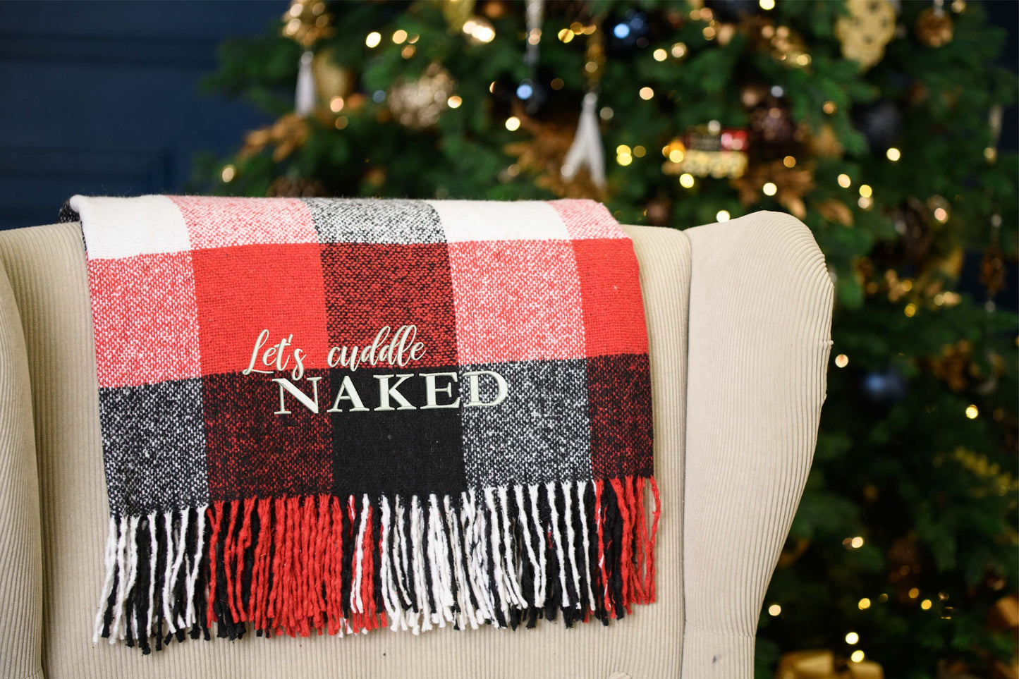 Custom Christmas throw with names * Christmas couple blanket * Personalized red Christmas blanket
