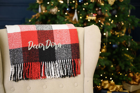 Christmas blanket with logo, Custom corporate Christmas blanket, Personalized business gift, Employee Appreciation Christmas Gift