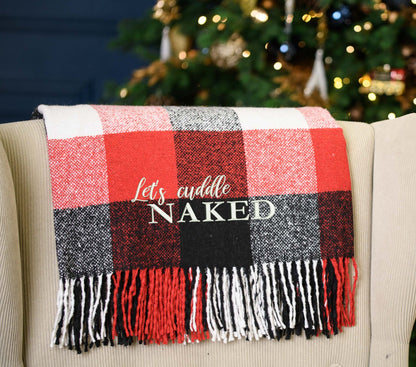 Naughty Valentines gif, Funny anniversary gift, Blanket for couple, Gift for boyfriend, Funny gift for adult, Let's cuddle NAKED throw