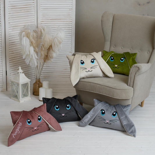 Personalized Easter bunny cushion,  Bunny shaped pillow,  Easter décor