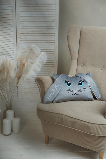 Personalized Easter bunny cushion,  Bunny shaped pillow,  Easter décor