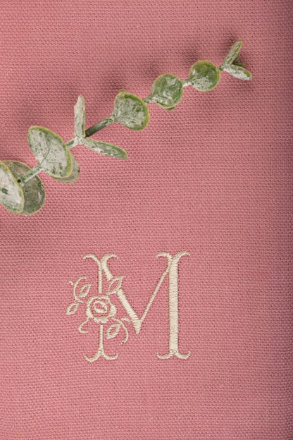 Pink monogrammed napkin, Personalized linen napkins, Customized table serviette, Pink Baby shower table decorations