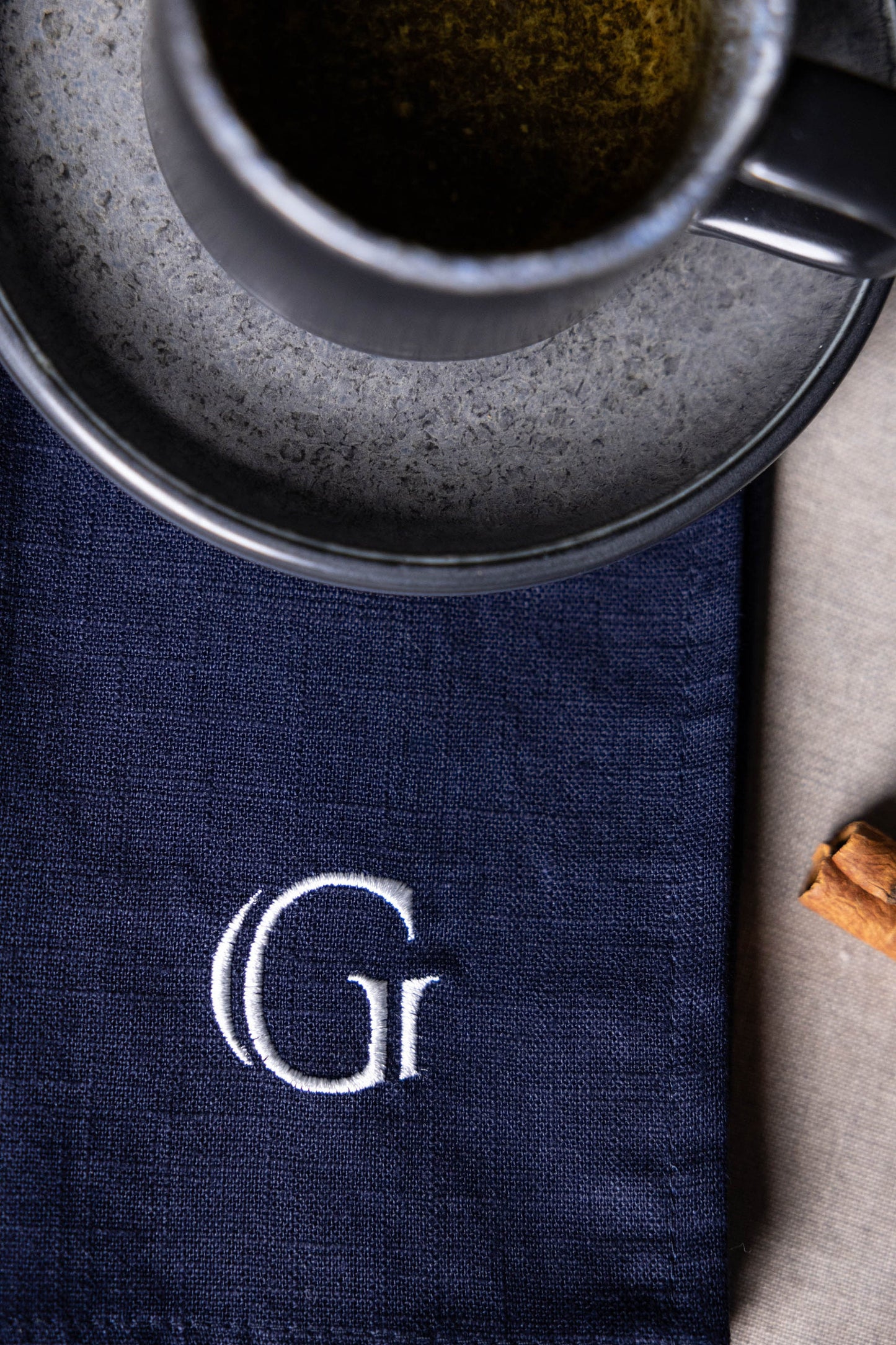 Embroidered napkins, Navy blue dinner napkins, Linen serviette, Personalized table decorations
