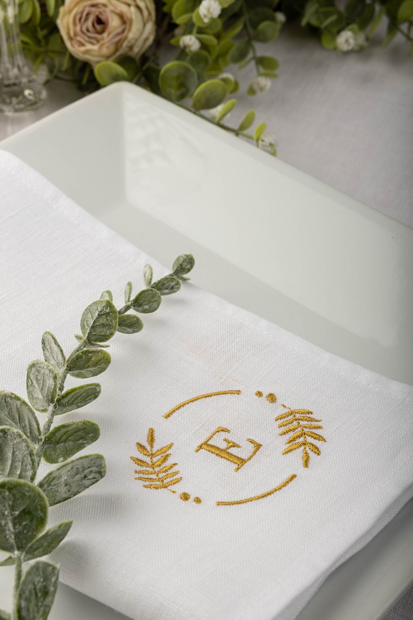 Letter embroidered napkin