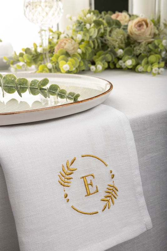 Letter embroidered napkin