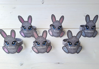 Personalized Easter bunny napkin ring, Custom Easter table decorations