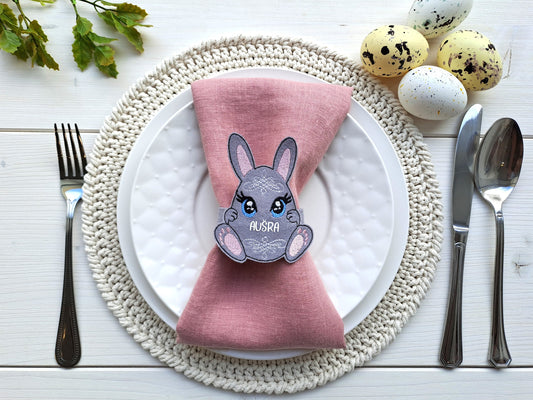 Personalized Easter bunny napkin ring, Custom Easter table decorations